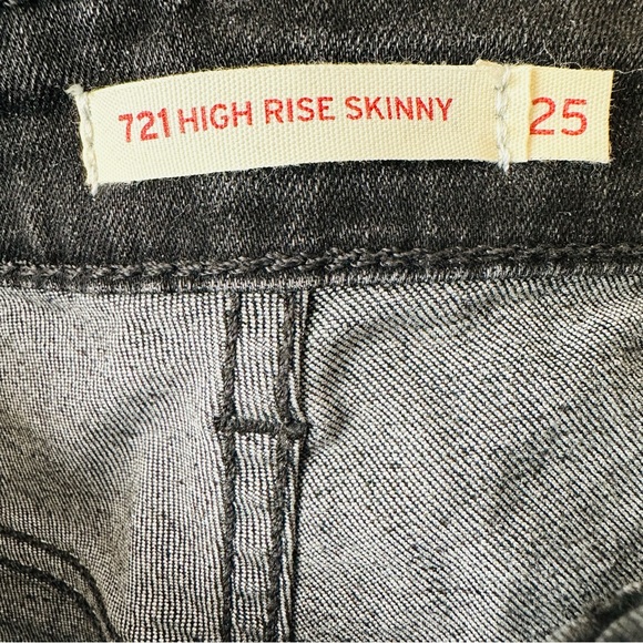 New Levi's 721 high rise skinny jeans black front slits - Picture 8 of 9